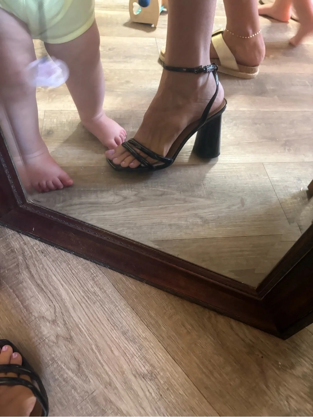 Sam Edelman Black Patent Strappy Block Heel Sandals